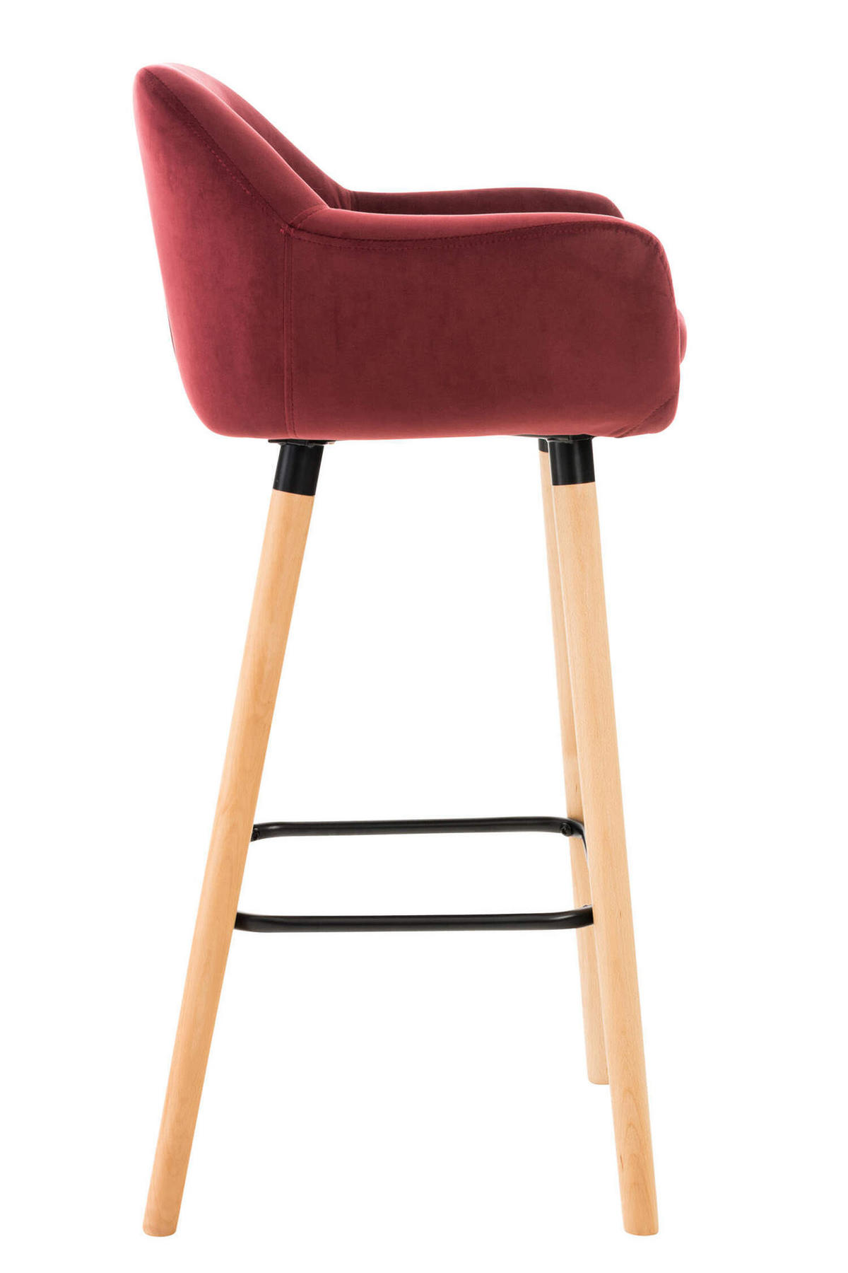 BARHOCKER Grande, 2er Set, Gestell Holz, Samt Rot - Rot/Braun, Holz/Textil (55/99/46cm) - TPFLiving