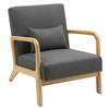 SESSEL Holz dunkelgrau - Eukalyptusholzfarben/Dunkelgrau, Holz/Textil (64/74/80cm) - CLP