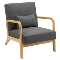 SESSEL Holz dunkelgrau - Eukalyptusholzfarben/Dunkelgrau, Holz/Textil (64/74/80cm) - CLP