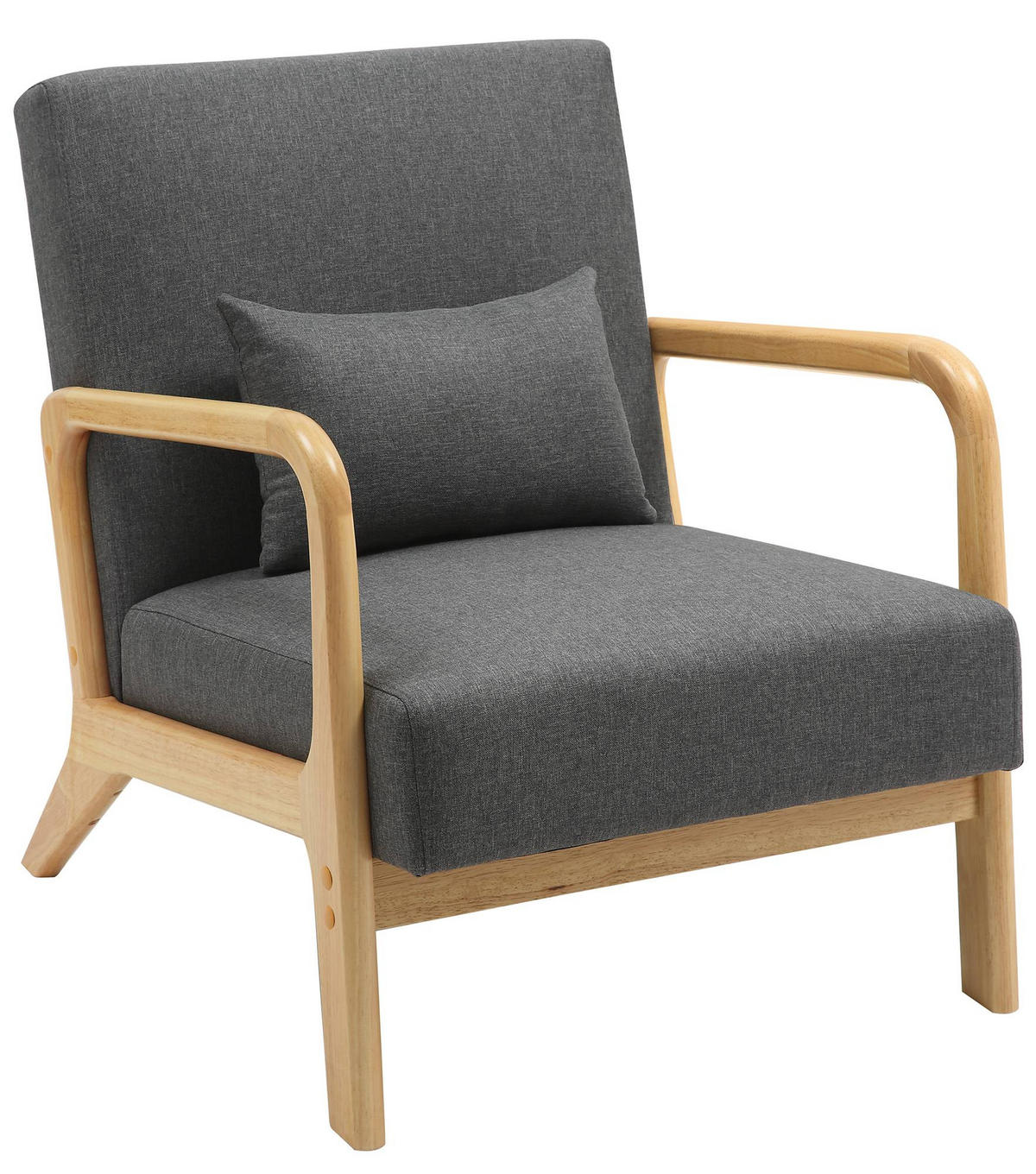 SESSEL Holz dunkelgrau - Eukalyptusholzfarben/Dunkelgrau, Holz/Textil (64/74/80cm) - CLP