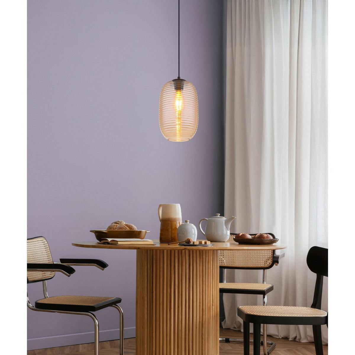 PENDELLEUCHTE Metall Schwarz Orange - Orange, Glas (20/20/120cm) - Globo Lighting
