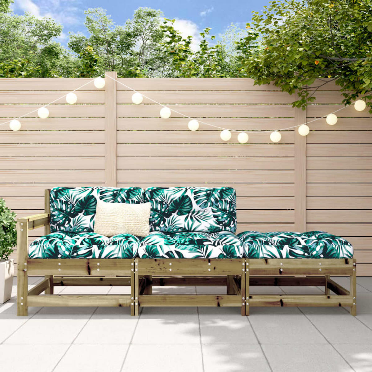 GARTEN-LOUNGE-SET 3-TLG. Kiefernholz Imprägniert - Braun, Holz (62/70.5/190cm) - vidaXL