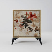 SIDEBOARD PETAL HARMONY, Eichefarben, 57,5x42x70,5 cm, Schwarze Metall-Sternfüße - Eichefarben/Multicolor, Holzwerkstoff/Metall (57.5/70.5/42cm) - SpaceRebels