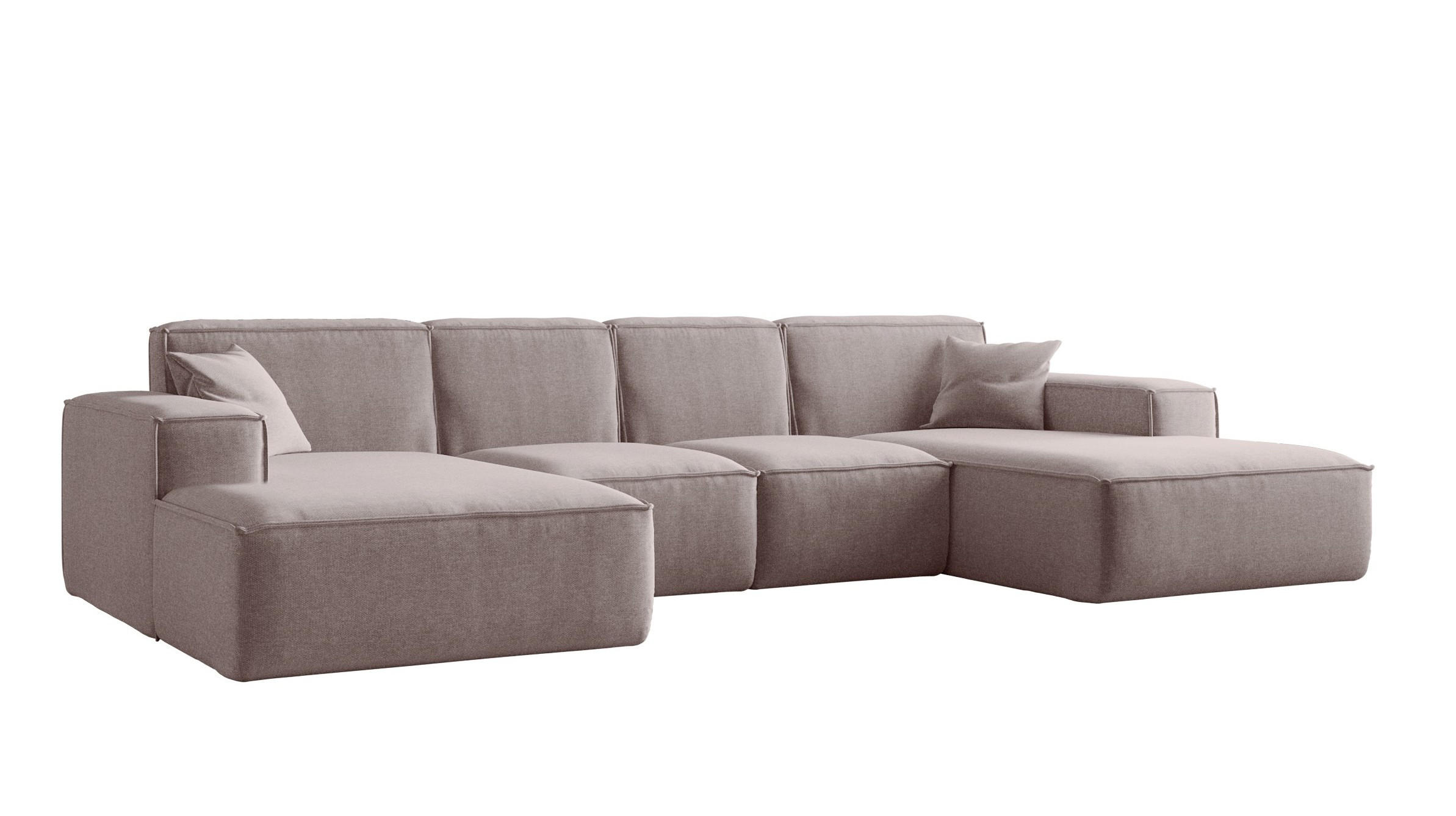 ECKSOFA U-Form Siena mit Stoff Maloy Dunkelbeige - Cappuccino, Holz (344/165cm) - Kaiser Möbel
