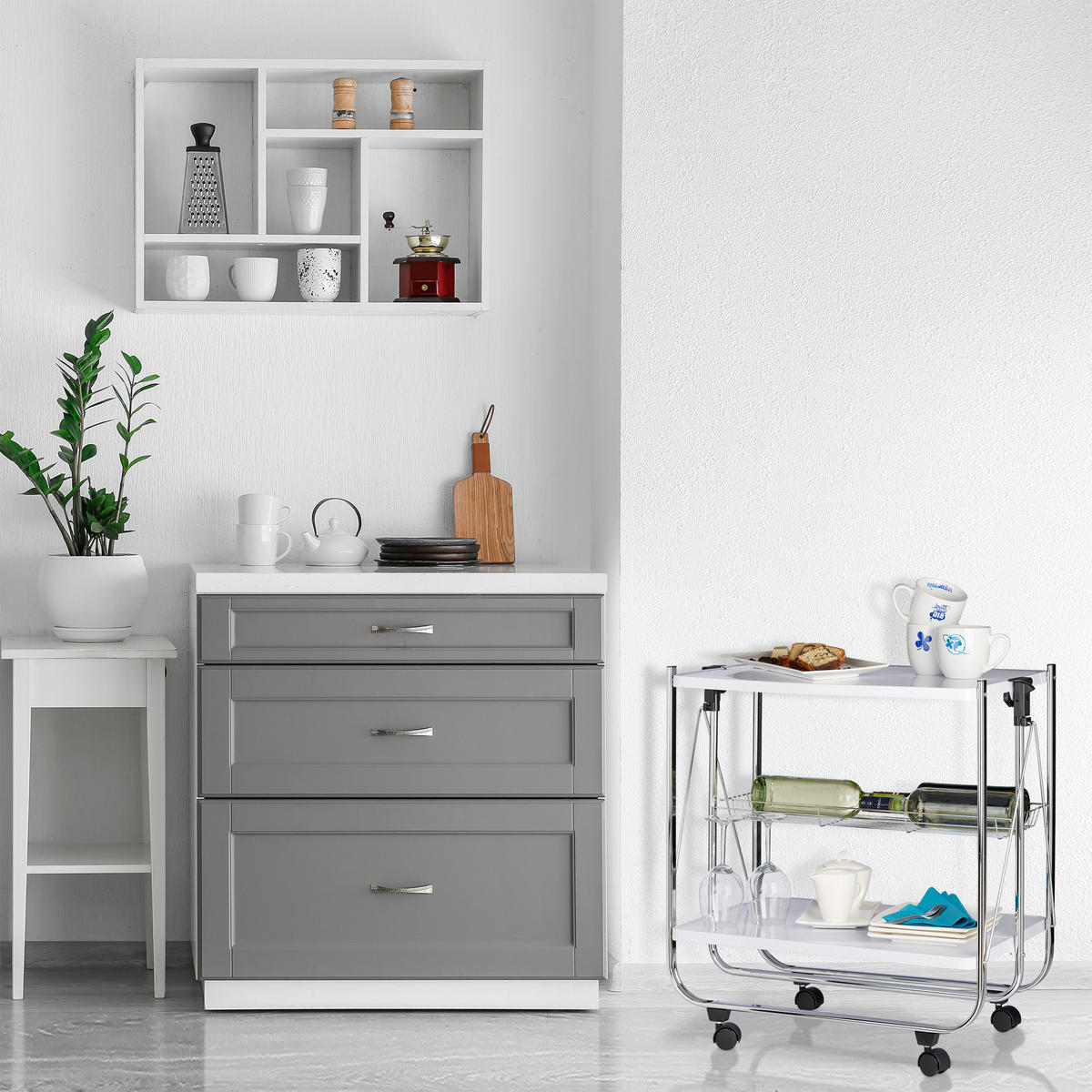 SERVIERWAGEN - Schwarz, Metall (68/68.5/40.5cm) - Relaxdays