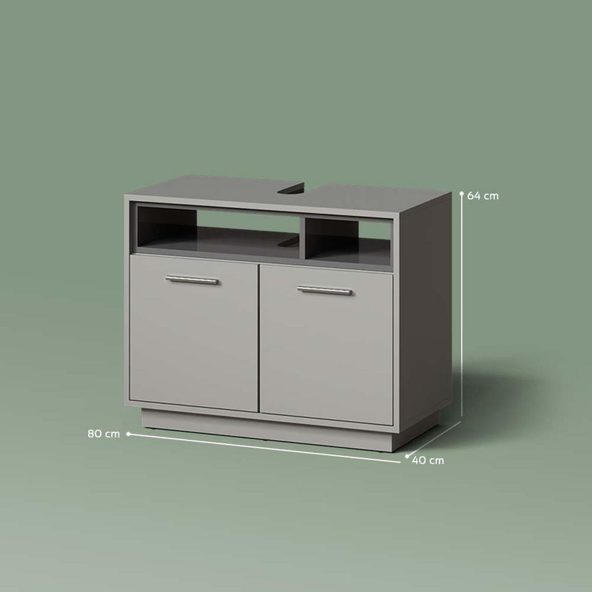 WASCHBECKENUNTERSCHRANK Temo Grau 80 x 64 cm - Grau, Holzwerkstoff (80/64/40cm) - Livinity®
