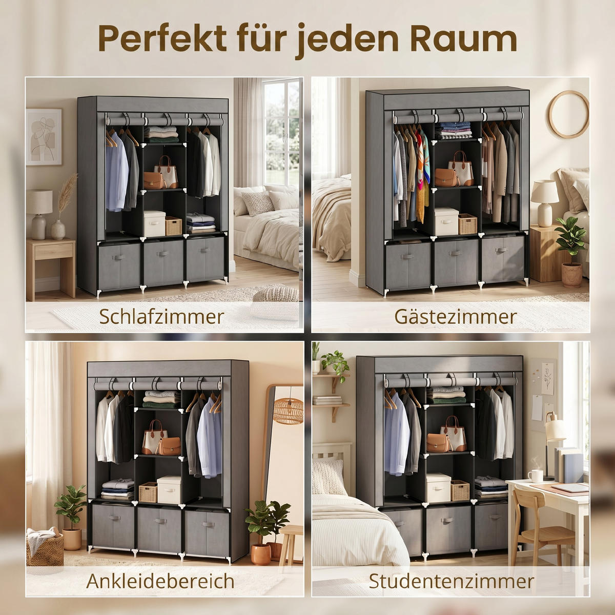KLEIDERSCHRANK Dunkelgrau 43.0/125.0/162.5 cm - Dunkelgrau, Metall (125/162.5/43cm)