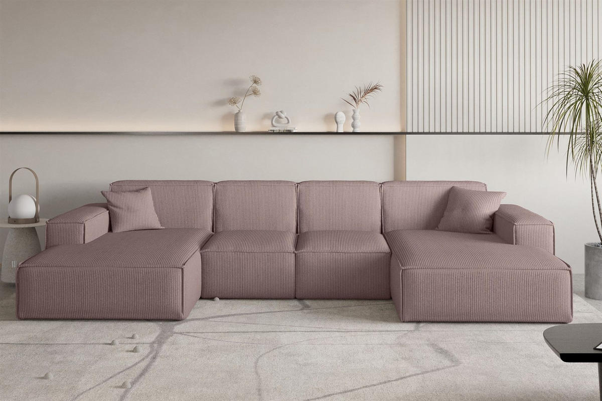 WOHNLANDSCHAFT Celes Premium Xs Scala - Lila, Holzwerkstoff/Textil (342/73/165cm) - Fun Möbel