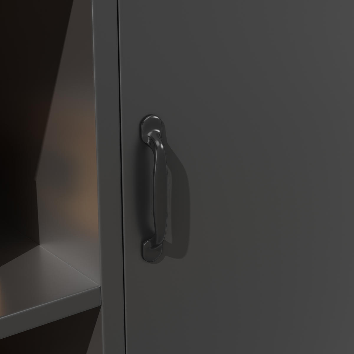 KÜCHENSCHRANK in Schwarz Highboard mit LED-Beleuchtung, App-Steuerung und verstellbaren Regalen, B120/T40/H185cm - Schwarz, Holzwerkstoff/Metall (120/185/40cm) - STILVORA