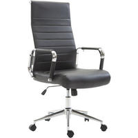 DREHSTUHL Lederlook schwarz - Chromfarben/Schwarz, Textil/Metall (58/105/66cm) - CLP