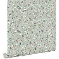 TAPETE Blumen 53 cm x 10.05 m - Grün, Papier (53/0.1cm) - ESTAhome