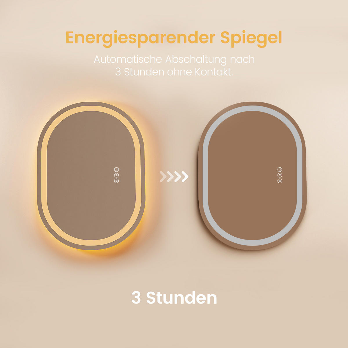 BADSPIEGEL mit Beleuchtung in Laufbahnform 70/50 cm - Weiß, Glas (50/2.5/70cm) - EMKE