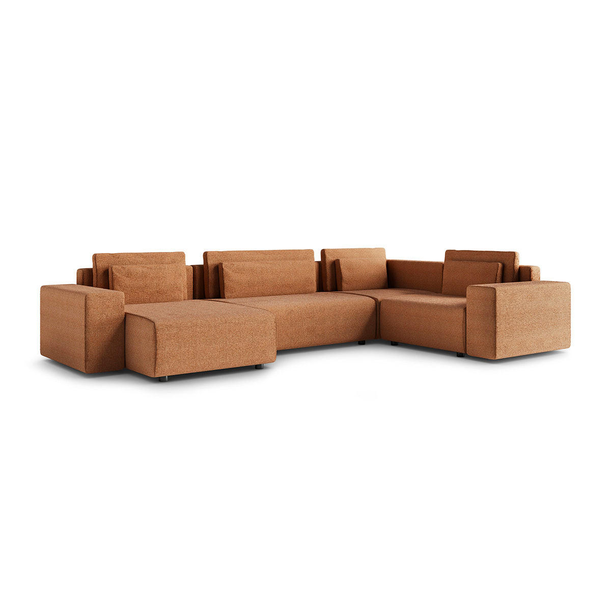 PANORAMASOFA Lorenzo 5 Sitzplätze Orange - Orange, Holz (378/85/236cm) - Petits-meubles