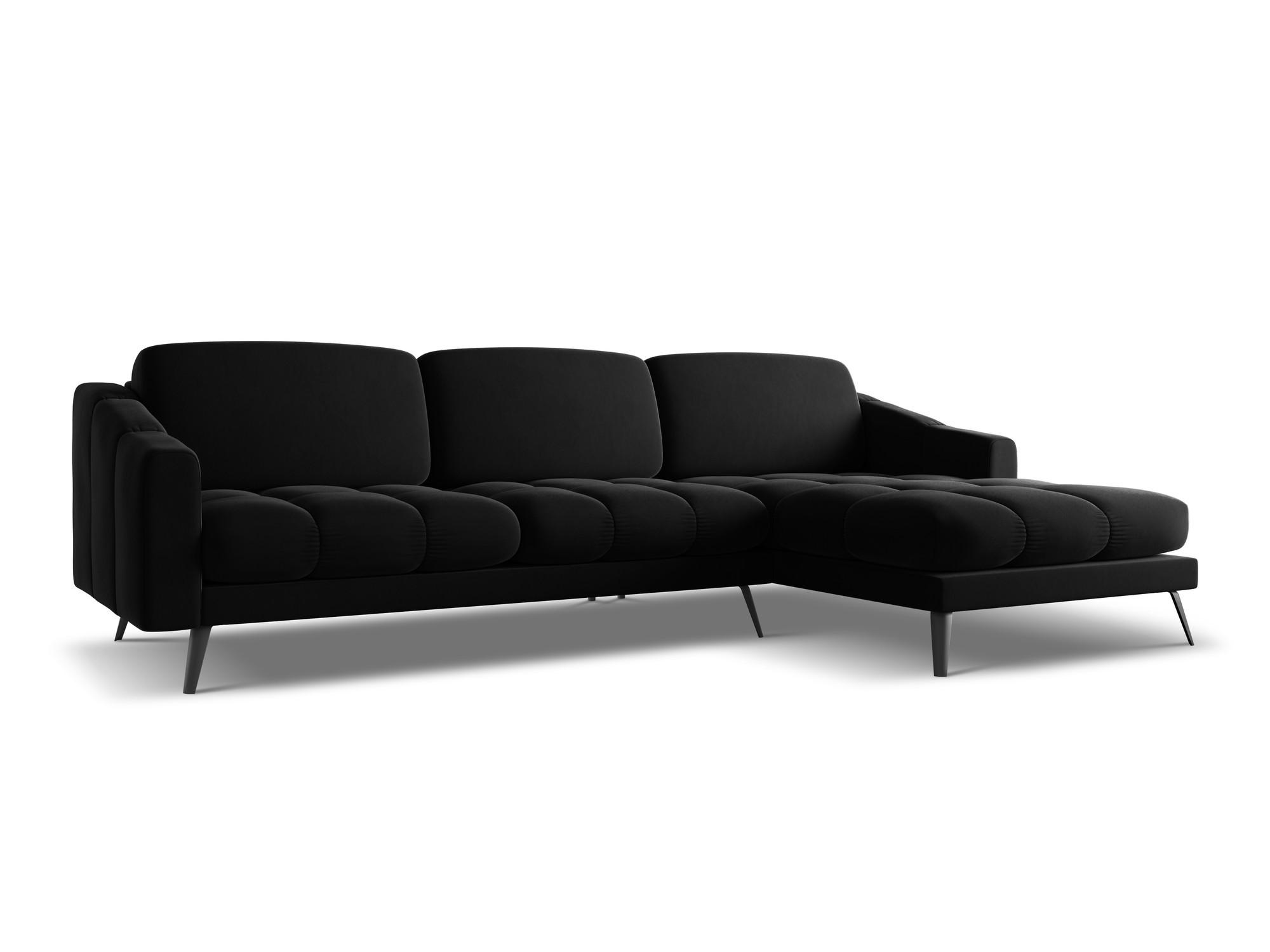 ECKSOFA Rechts Samt Stoff Schwarz - Schwarz, Textil/Metall (264/160cm) - Makamii