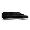 ECKSOFA Rechts Samt Stoff Schwarz - Schwarz, Textil/Metall (264/160cm) - Makamii