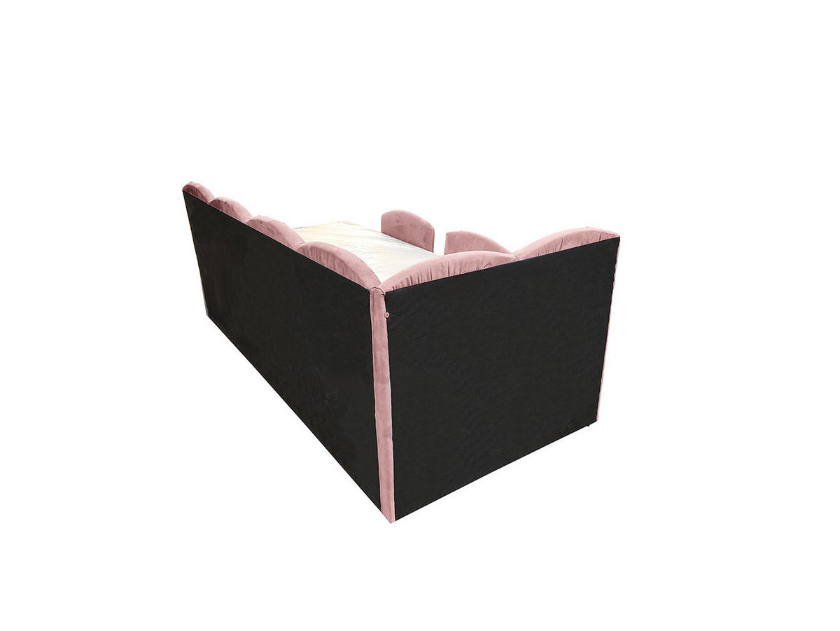 KINDERBETT TIM 90x200 links Altrosa mit Bettkasten & Rausfallschutz - Altrosa, Textil (90/200cm) - KS Home Concept