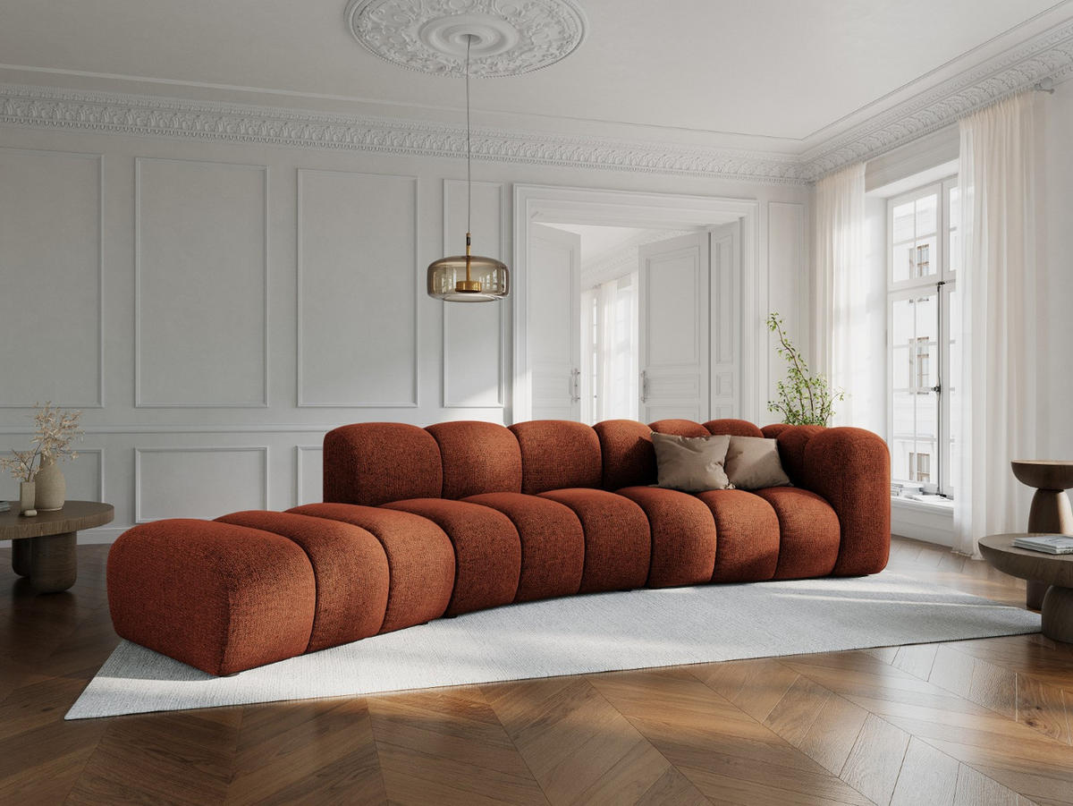 SOFA modular links Lupine aus Chenille-Stoff terrakotta 5 Sitzplätze - Terra cotta, Textil (166/70/335cm) - Micadoni