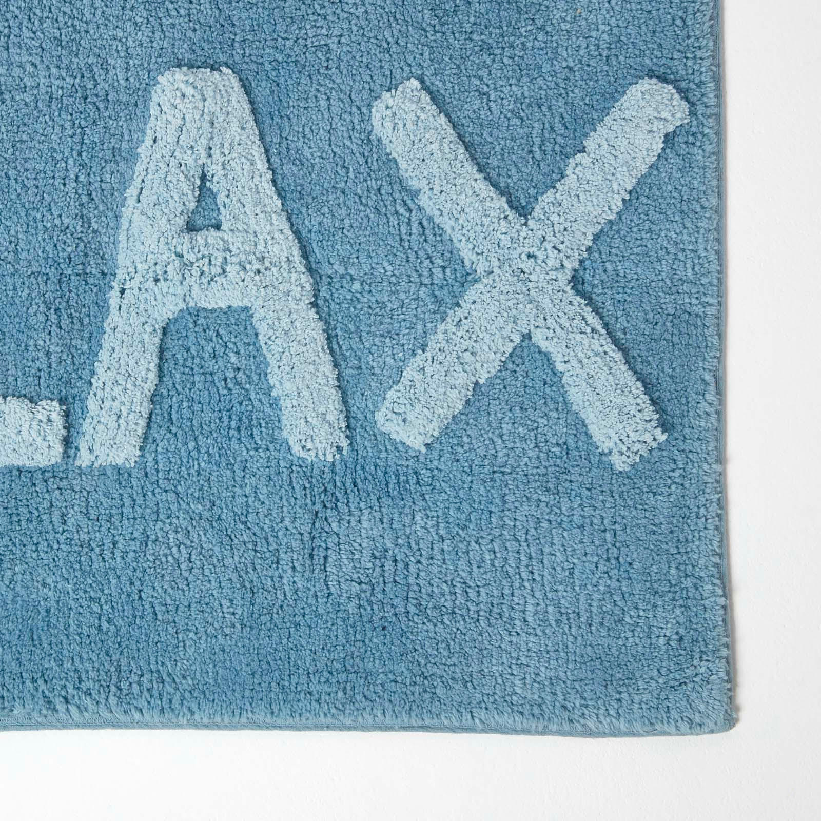 BADEMATTE Relax blau 50/80 cm, 100% Baumwolle - Blau, Textil (50/80cm) - Homescapes