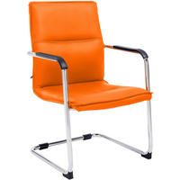 BESUCHERSTUHL SEATTLE 92x56x60 cm Orange Kunstleder - Orange, Leder/Metall (56/92/60cm) - DELUKE
