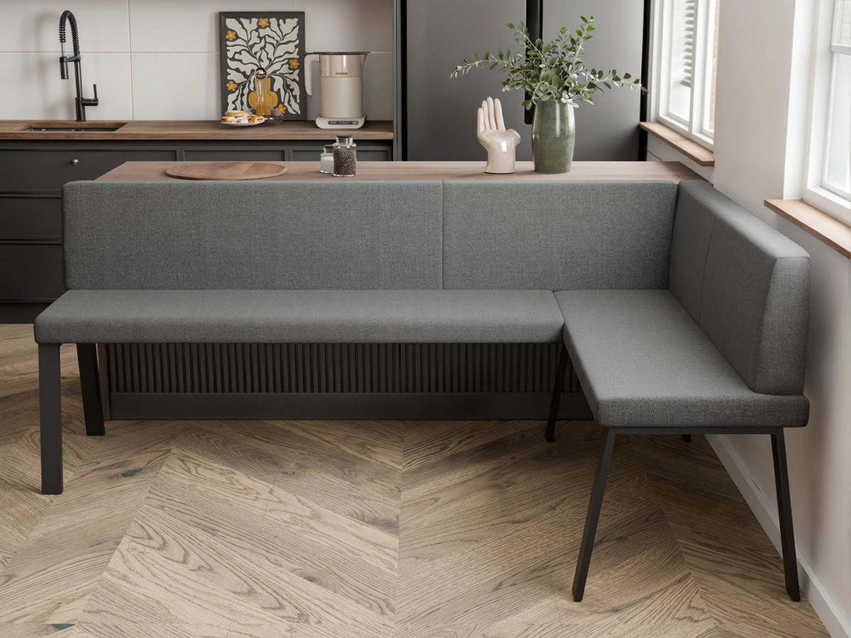 ECKBANK rechts MONO Y Webstoff glatt, 168/128 cm Dunkelgrau - Dunkelgrau, Textil/Metall (128/168cm) - Idohome