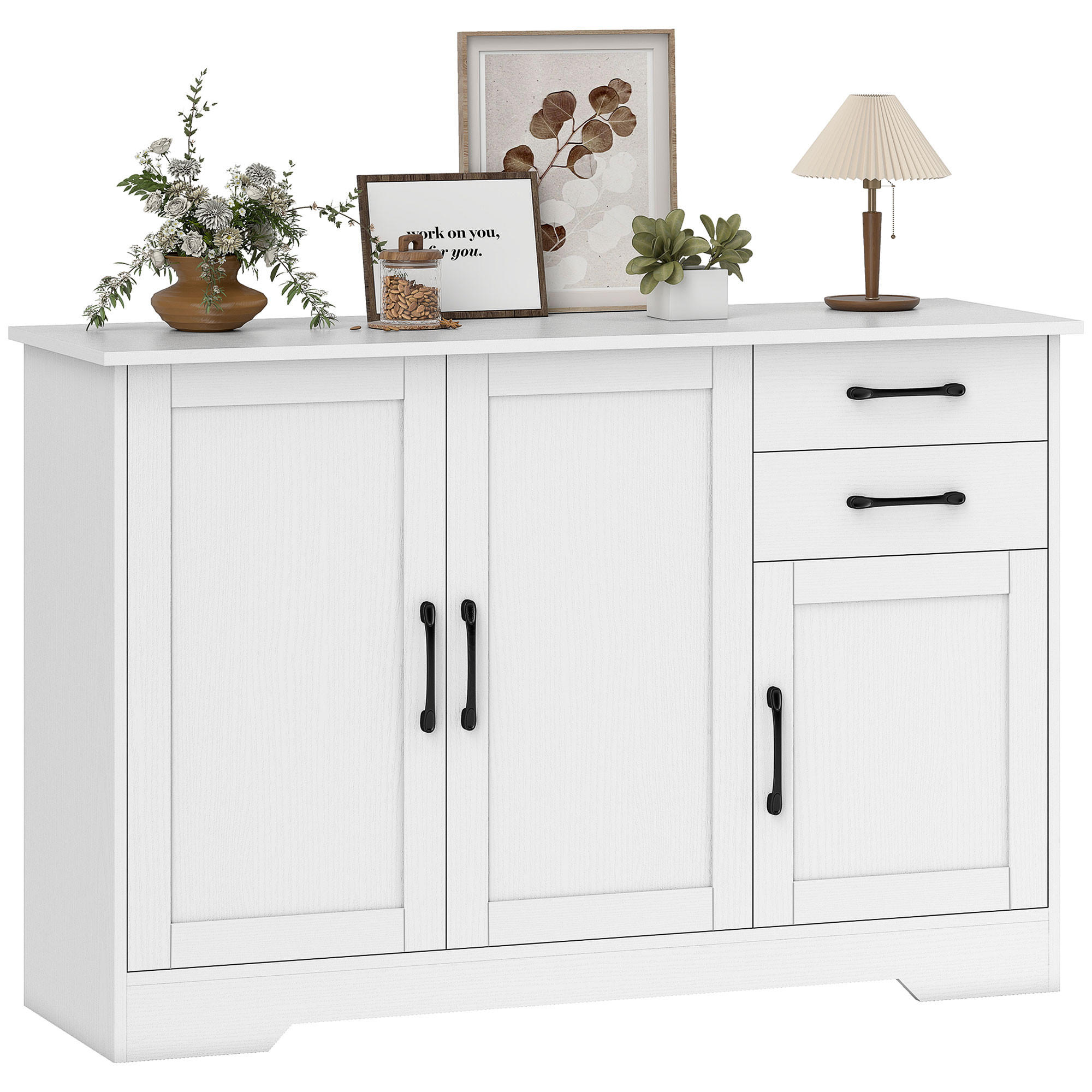 SIDEBOARD Weiß, 3 Türen, 2 Schubladen, 120/38/79 cm - Weiß, Holz (120/79/38cm) - PANGIVO