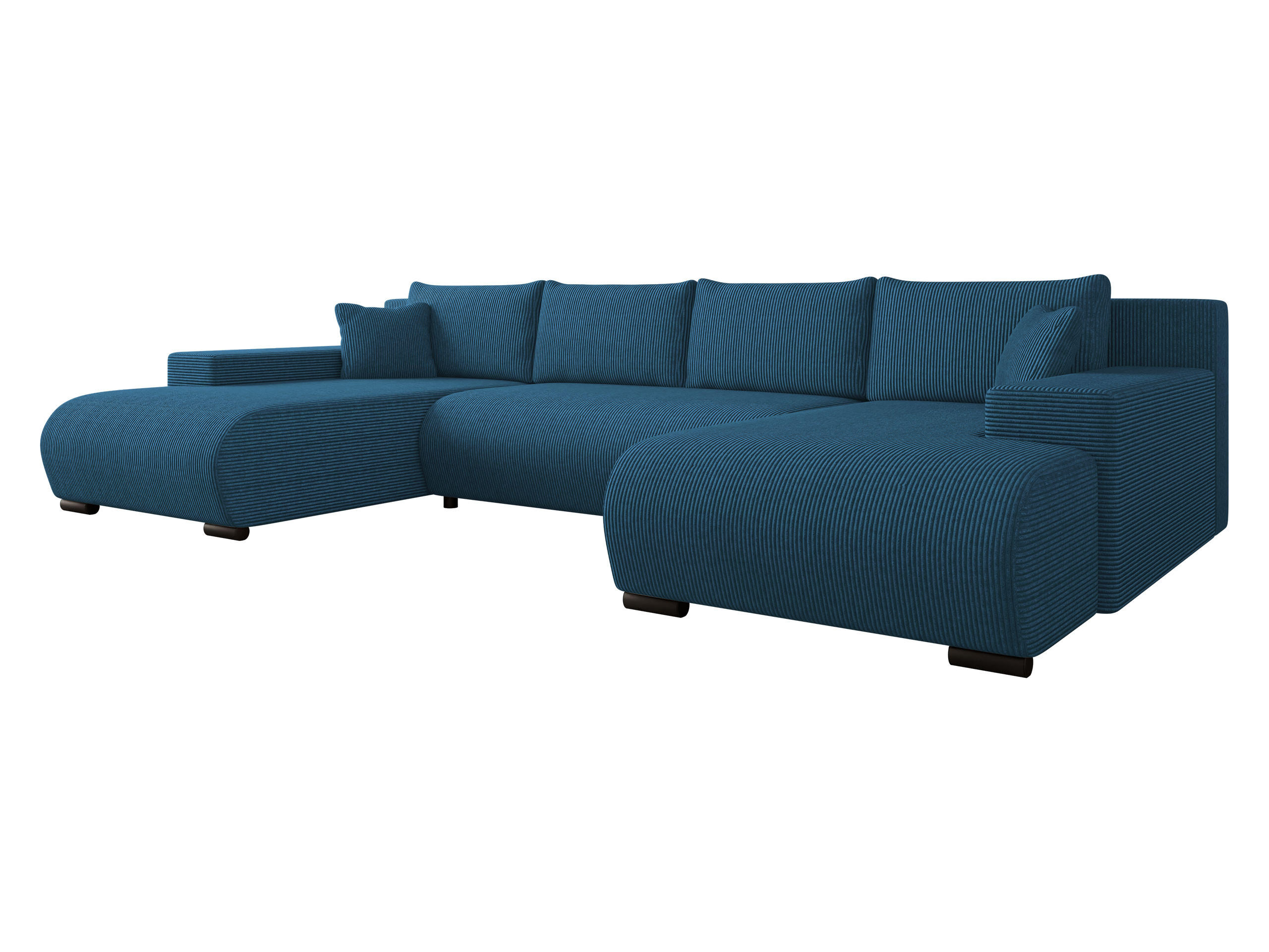 WOHNLANDSCHAFT Nojan U Cord - Schwarz/Dunkelblau, Holz/Kunststoff (351/80/191cm) - MIRJAN24