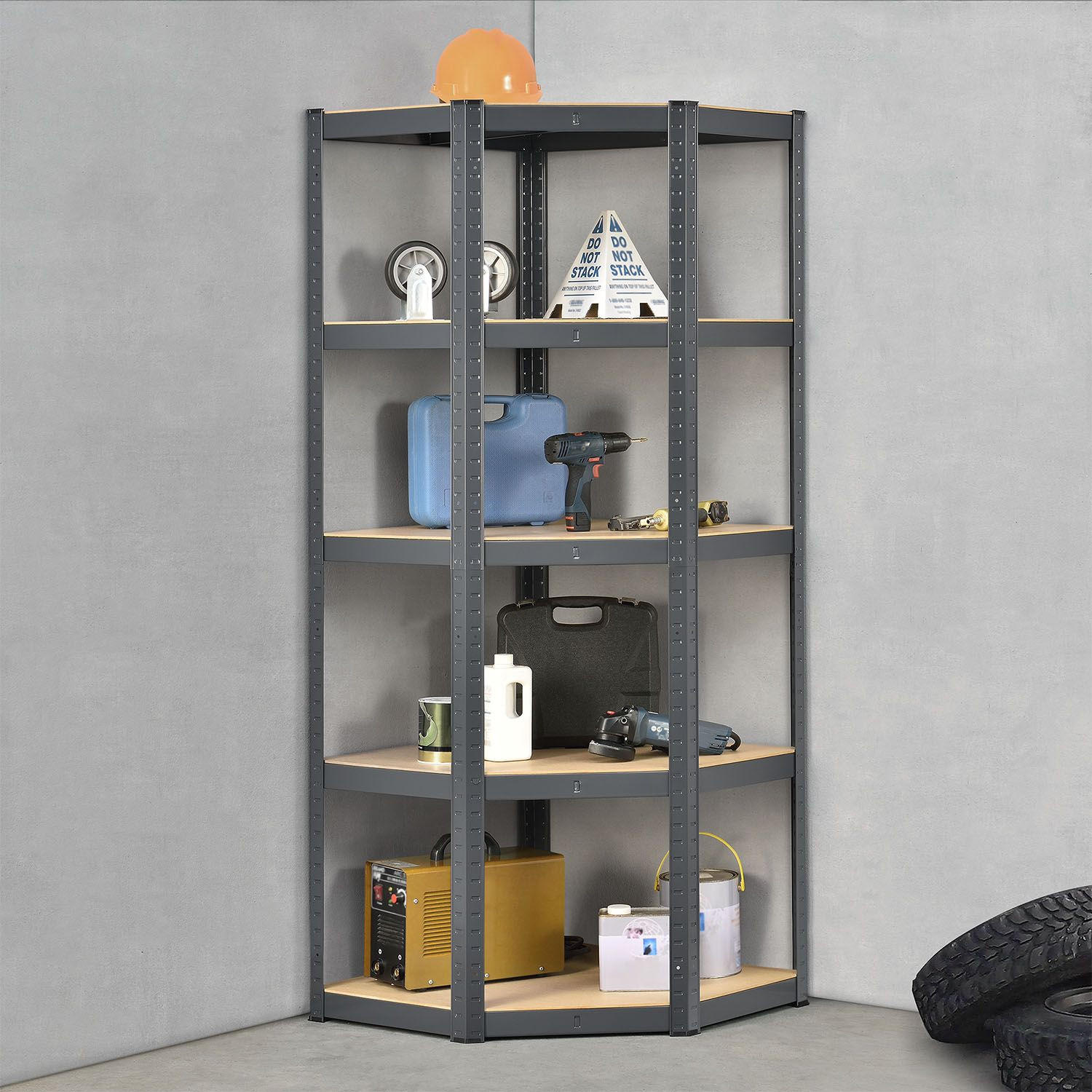 ECKREGAL Lagerregal Corner Basic grau 180x70x40 cm - Grau, Metall (70/180/70cm) - Juskys