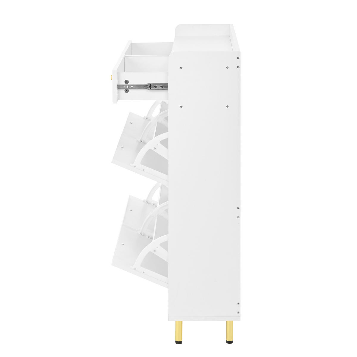 SCHUHSCHRANK aus MDF & Spanplatte 106.5x25x105.5cm in Weiß mit Kippsicherung - Weiß, Holzwerkstoff (106/105.5/25cm) - Modfu