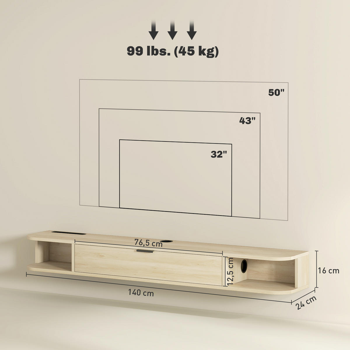 TV-MÖBEL Braun 1 Stück - Braun, Holzwerkstoff (140/16/24cm) - GiPP