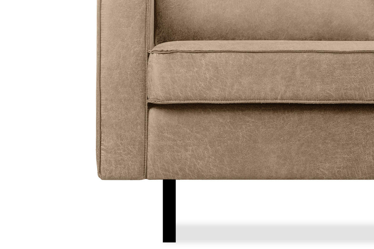 SESSEL INVIA mit Armlehnen auf hohen Metallbeinen vintage, Lederoptik-Stoff, Beige - Beige/Schwarz, Textil (98/87/98cm) - KONSIMO®