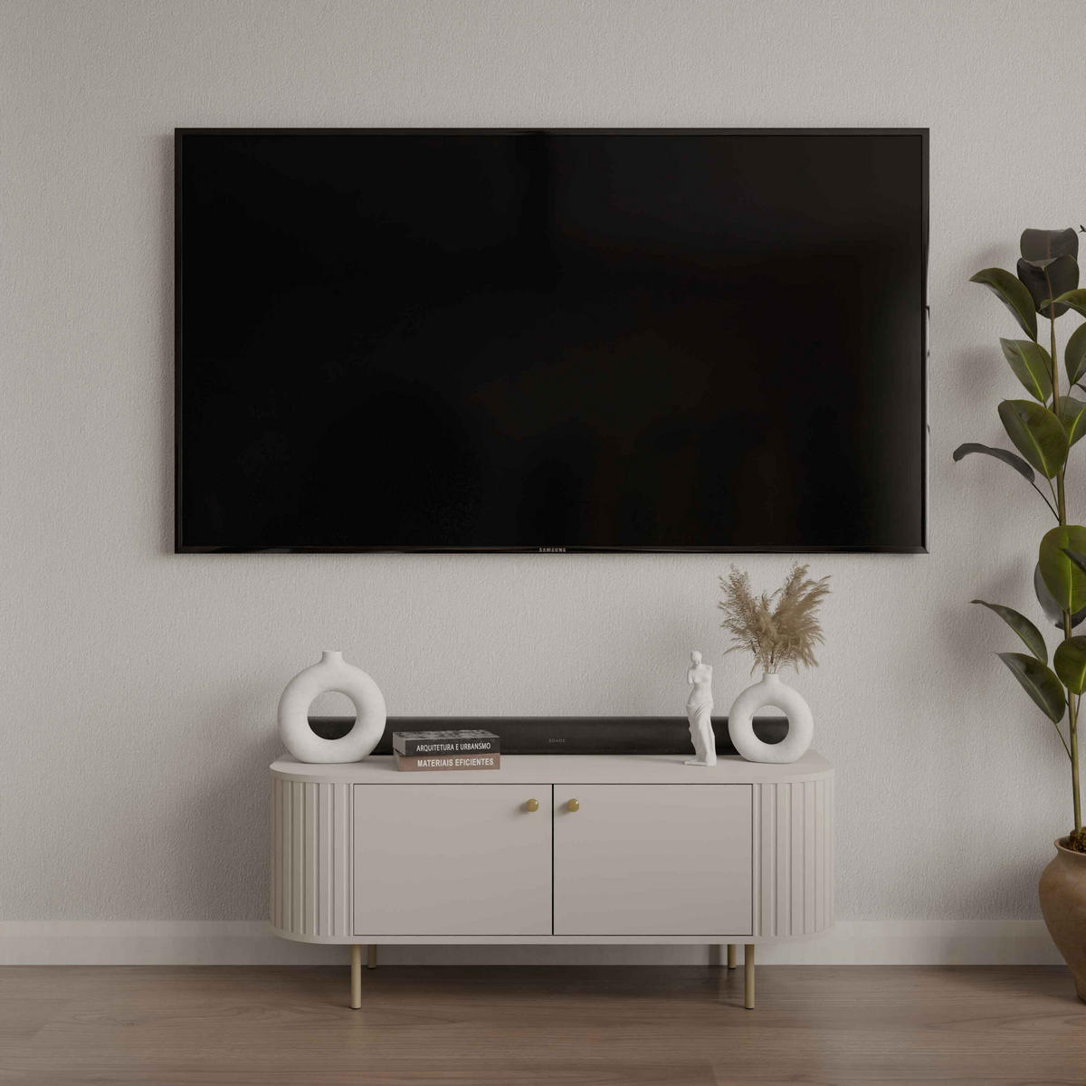 LOWBOARD BOLLA 123/50/42,3 cm, Beige - Beige, Holzwerkstoff (123/50/42.3cm) - MASSENO