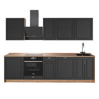 KUCHYNKA Fame-Line, Antracitovo-zlatý vidiecky dom/Dub Goldkraft, 280 cm, AP Oak - dub medový/antracitová, kompozitné drevo (280/82/60cm) - Vicco