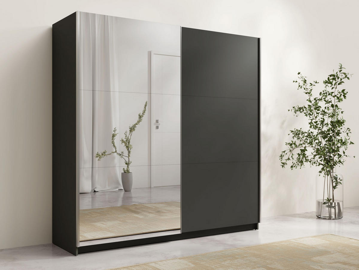KLEIDERSCHRANK Graphit 201/207/55 - Graphitfarben, Holzwerkstoff (201/207/55cm) - RAUMHIRSCH FURNITURE