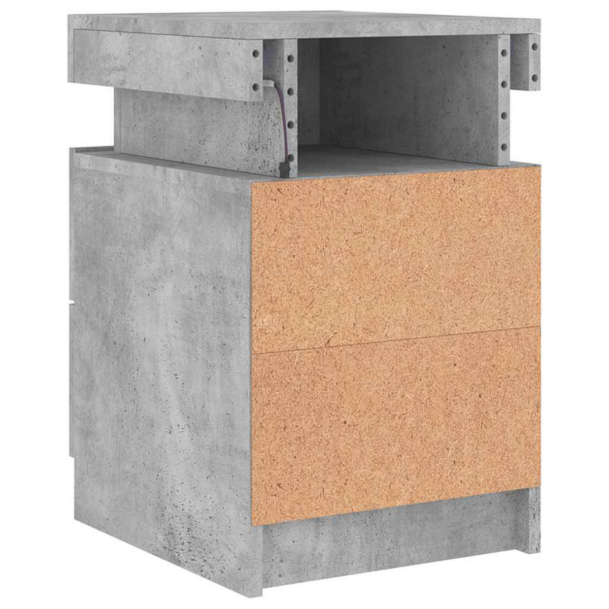 NACHTTISCHE Mit Led-Leuchten 2Er Set Betongrau 35/39/55 Cm - Grau, Holzwerkstoff (39/55/35cm) - vidaXL