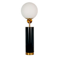 TISCHLEUCHTE aus weißem Glas, poliertem goldfarbenem Stahl und Basis aus Keramikmarmor 50/17/59 cm - Schwarz, Keramik (17/50/59cm) - The Lumine