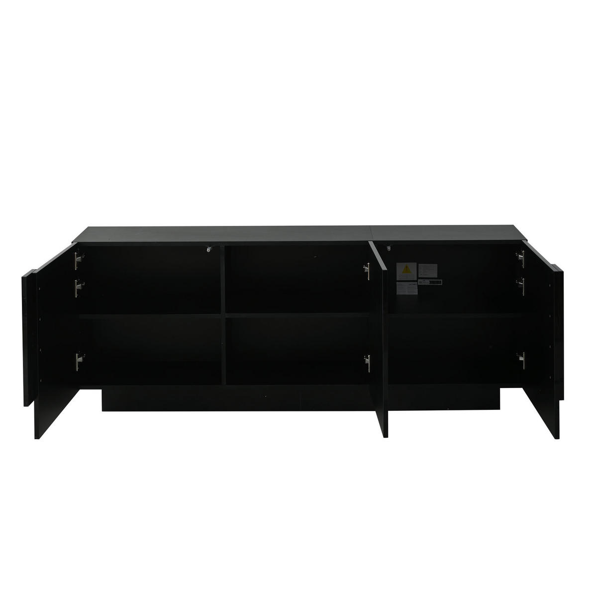 SIDEBOARD Schwarz Hochglanz 3 Türen 160cm 6 Fächer modern - Schwarz, Holzwerkstoff (35/60/160cm) - FLIEKS