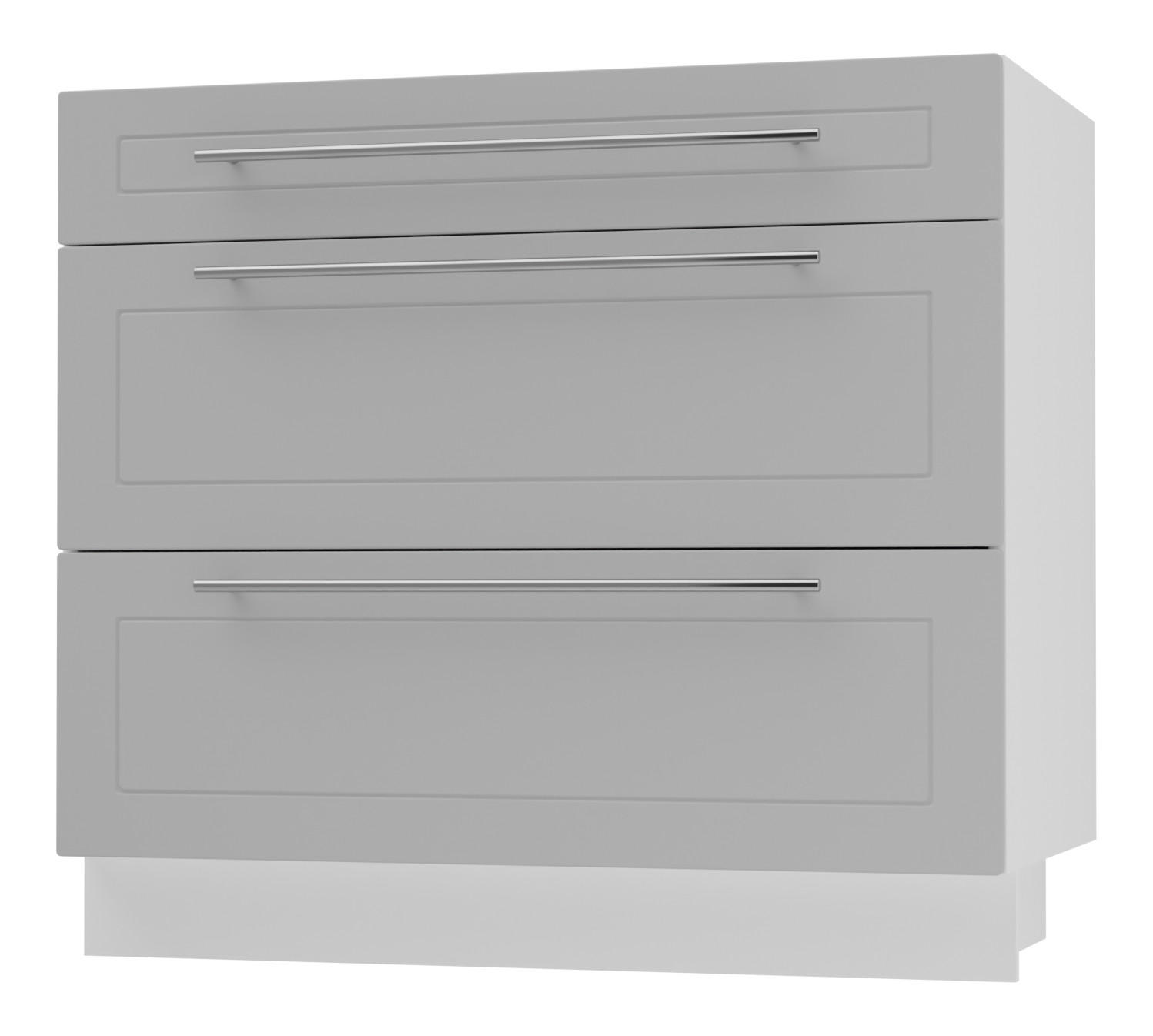 SCHUBLADENUNTERSCHRANK Kvantum D3A/90 90 / 50 / 82cm - Weiß/Grau, Holz/Holzwerkstoff (90/82/50cm) - Feldmann-Wohnen