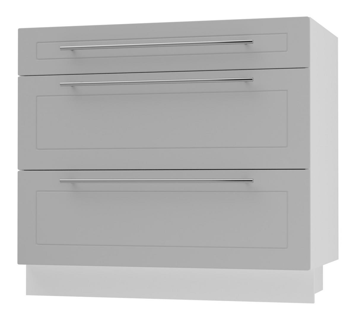SCHUBLADENUNTERSCHRANK Kvantum D3A/90 90 / 50 / 82cm - Weiß/Grau, Holz/Holzwerkstoff (90/82/50cm) - Feldmann-Wohnen
