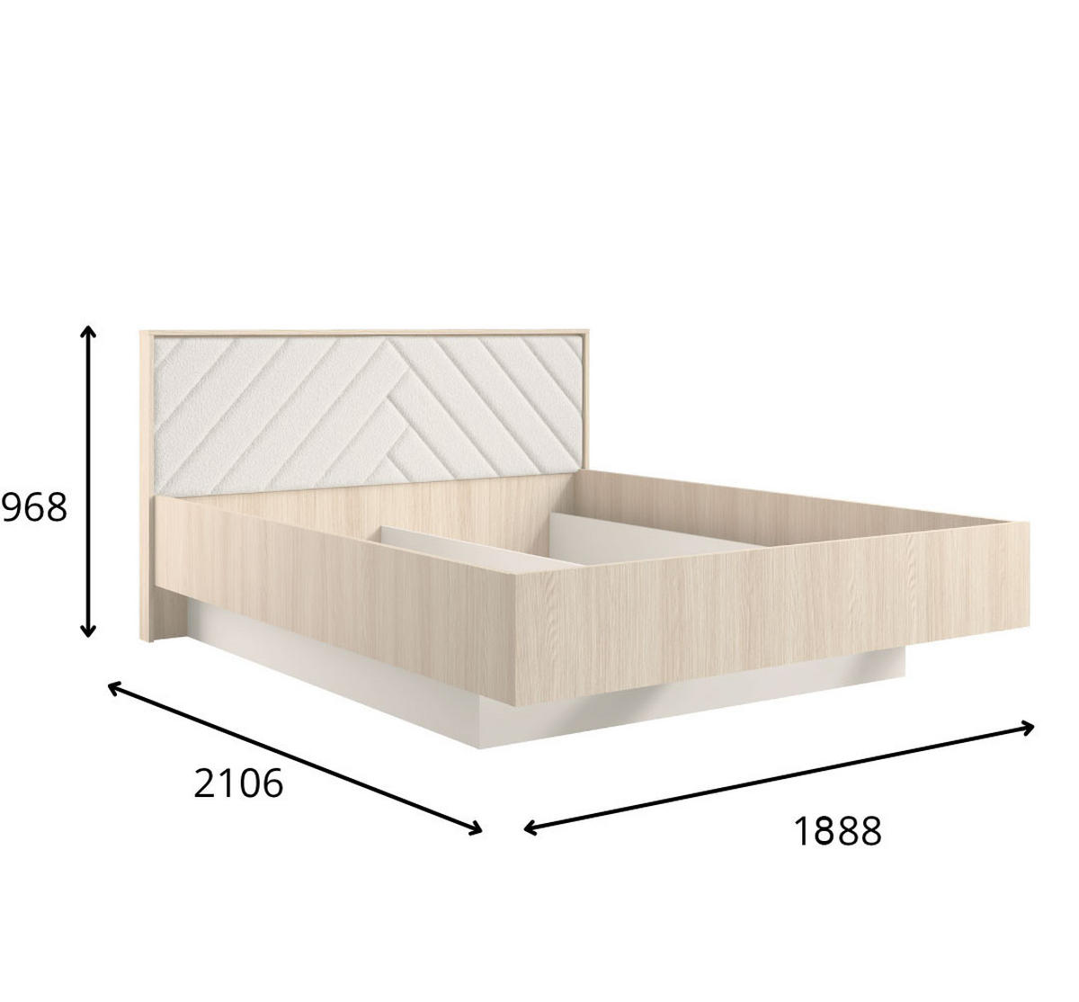 DOPPELBETT Villa Eiche Barista / Wüstensand 190 / 210 / 97cm - Eichefarben/Braun, Holz/Holzwerkstoff - Feldmann-Wohnen