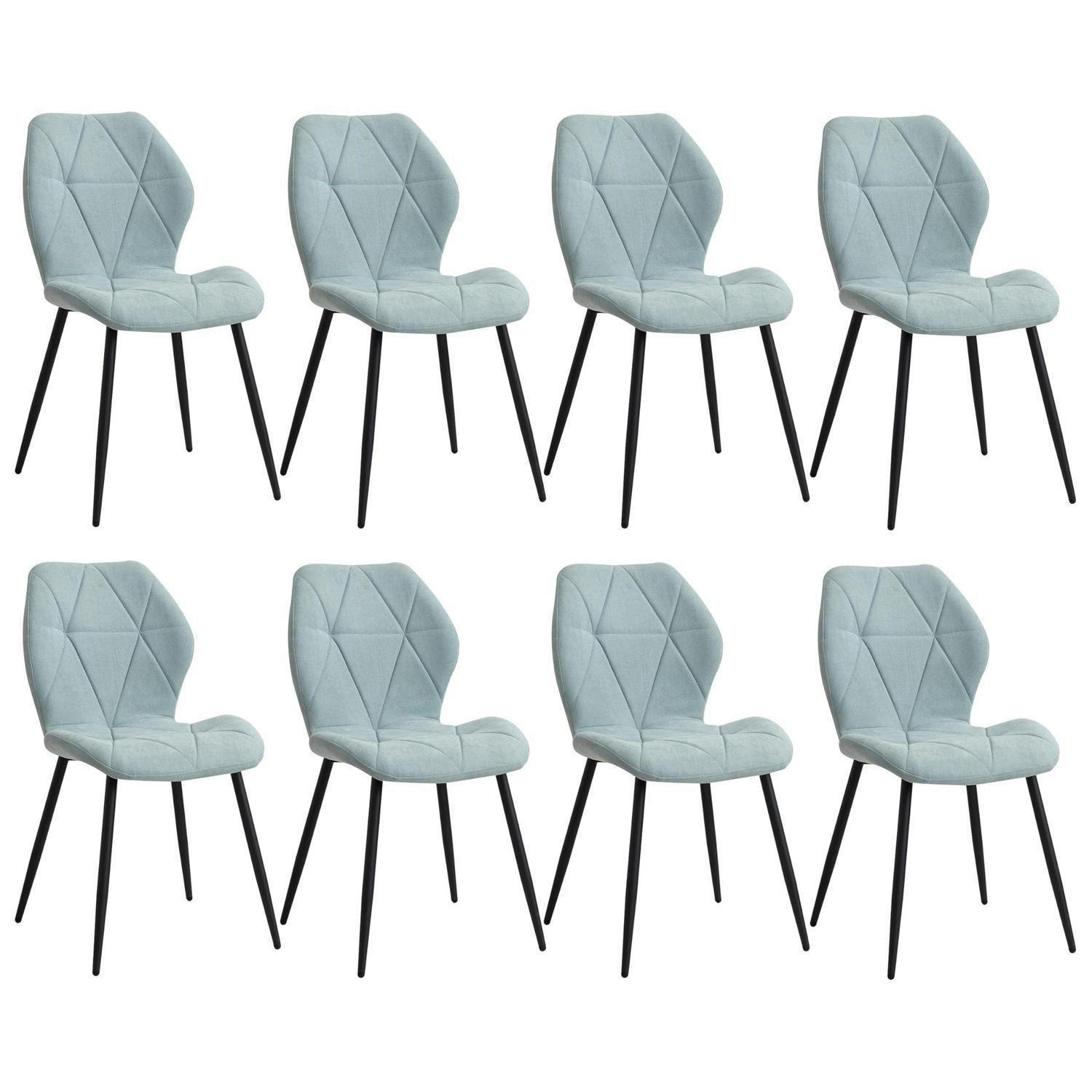 ESSZIMMERSTUHL 8er-Set Stoff Mintgrün Rautenmuster Metallbeine - Hellgrün, Textil (43/86/47.5cm)