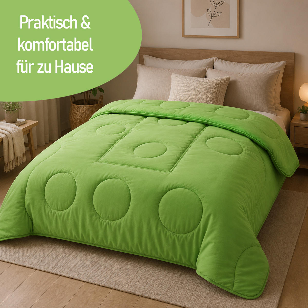 VERWANDLUNGSDECKE 2 in 1 - Grün 135x200 cm - Grün, Textil (135/200cm) - Bestlivings