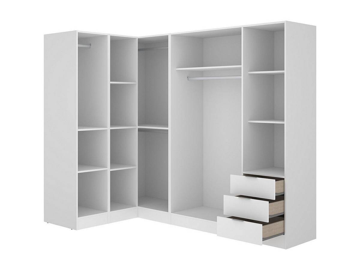 KLEIDERSCHRANK - 213 cm x 132 cm - Holz, Platte - Weiß LISTOWEL - Weiß, Holz (213/184/132cm) - Vente-Unique