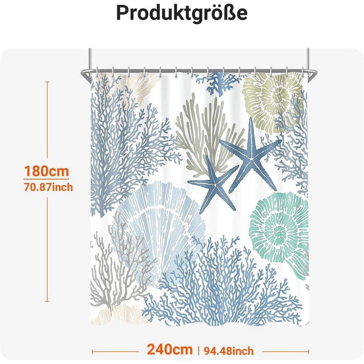 DUSCHVORHANG Unterwassermotive 240 x 180 cm - Multicolor, Textil (240/180cm)