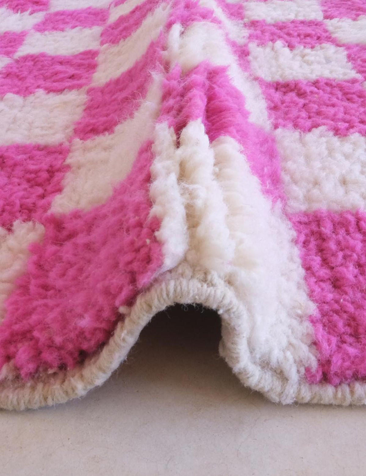 BERBERTEPPICH mit Karomuster 176x 208 cm - Pink, Naturmaterialien (176/208cm) - AFK Living