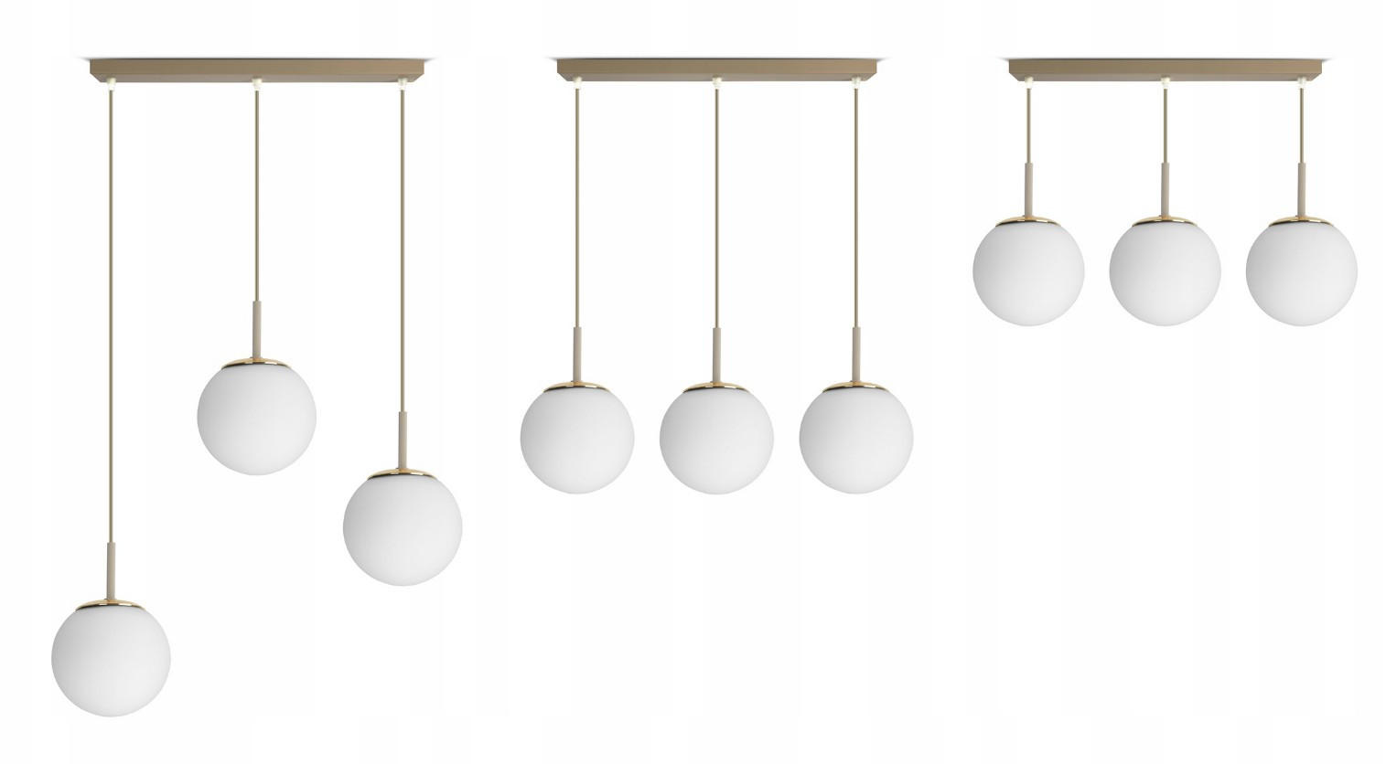 PENDELLEUCHTE ECRU II - Beige/Goldfarben, Glas/Metall (60/14/100cm) - kiki design