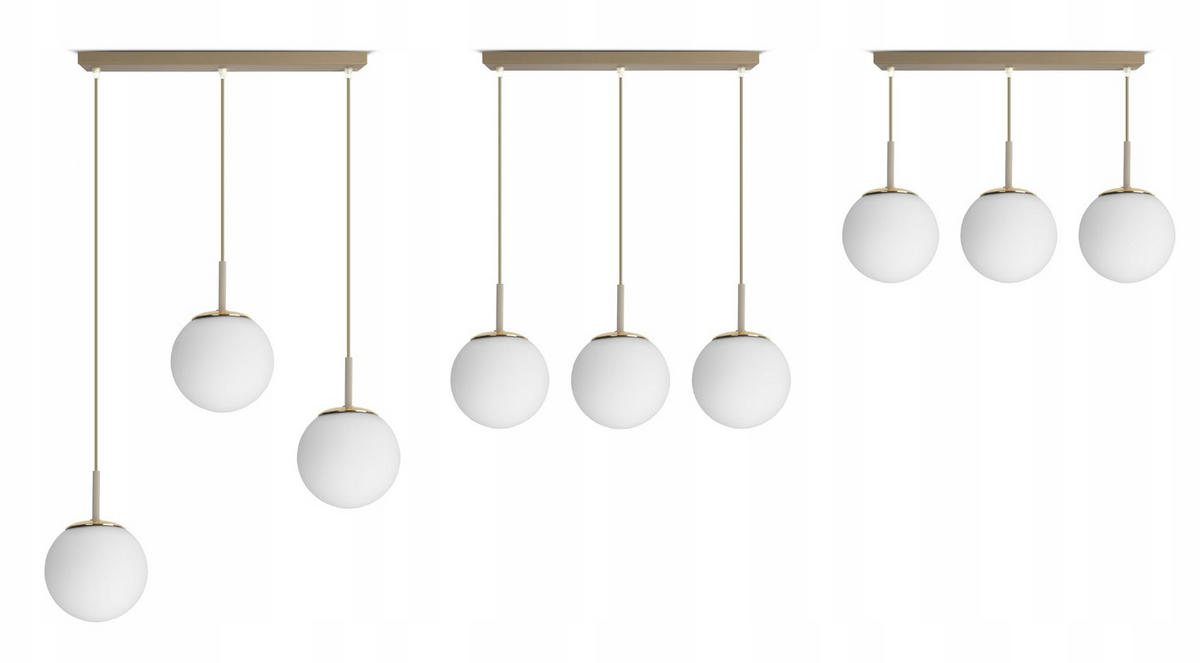 PENDELLEUCHTE ECRU II - Beige/Goldfarben, Glas/Metall (60/14/100cm) - kiki design
