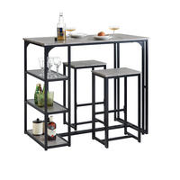 BARTISCH + 2 x BARSTÜHLE - Hellgrau, Holzwerkstoff/Metall (110/97/61cm) - SoBuy