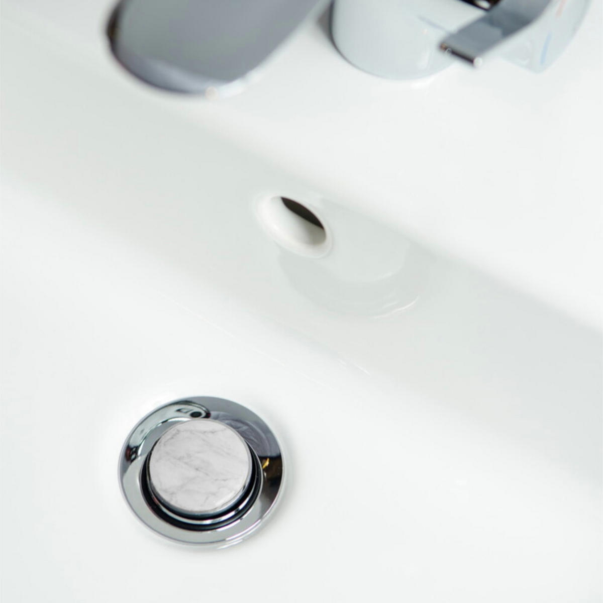 WASCHBECKENSTÖPSEL Marmor - Grau, Kunststoff/Metall (4/7/7cm) - Sanilo