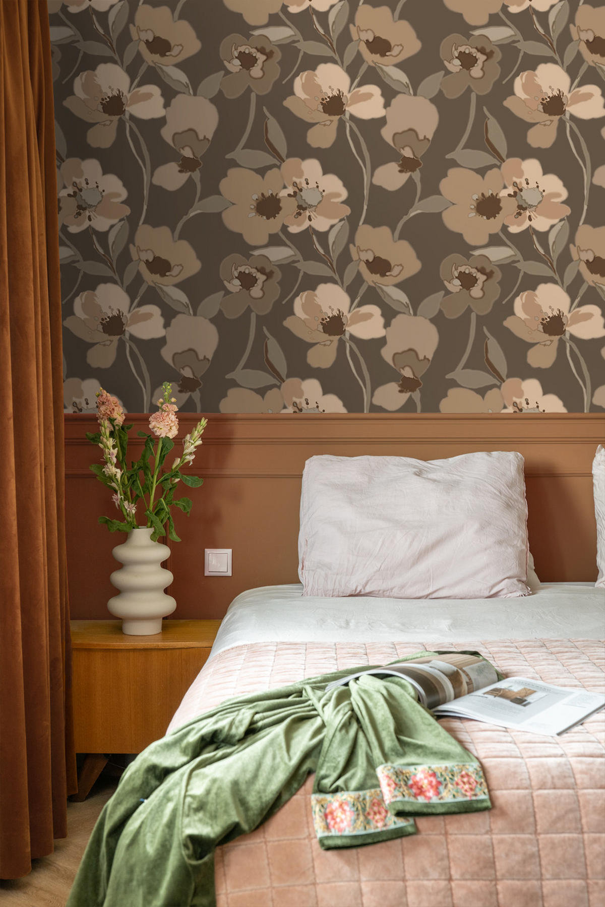 TAPETE Blumen 50 x 900 cm - Braun, Papier (50/900cm) - ESTAhome