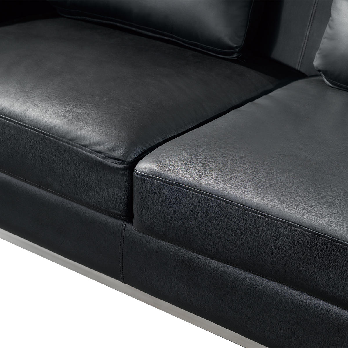 ECKSOFA Leder Schwarz linksseitig Oslo - Schwarz, Leder/Fell (270/151cm) - Beliani